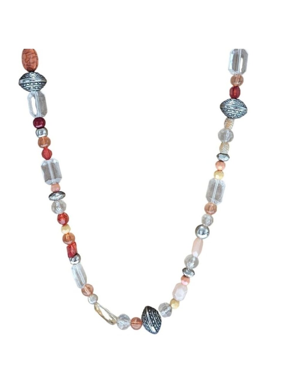 Boho Statement Necklace Multi Beaded Silver Disc Retro Fashion Jewelry Women